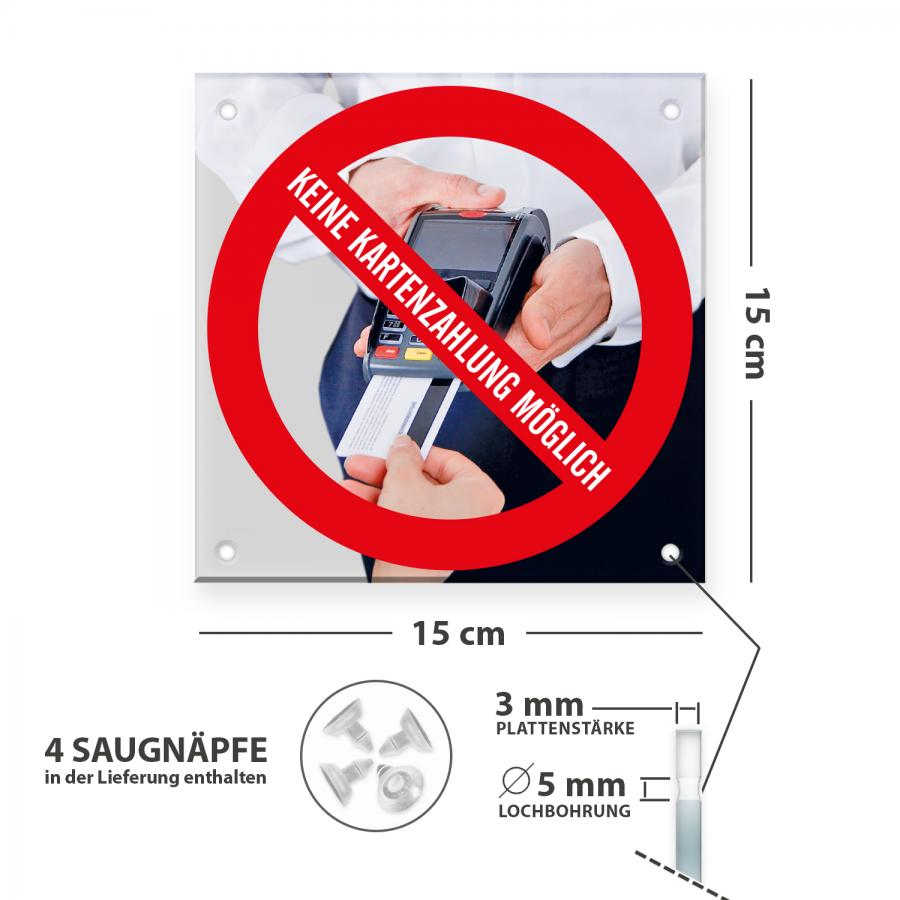 Produktdetails Schild: Keine Kartenzahlung möglich