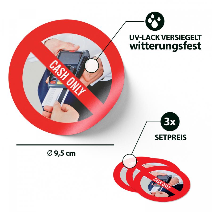 Aufkleber, Sticker: Cash only - Details