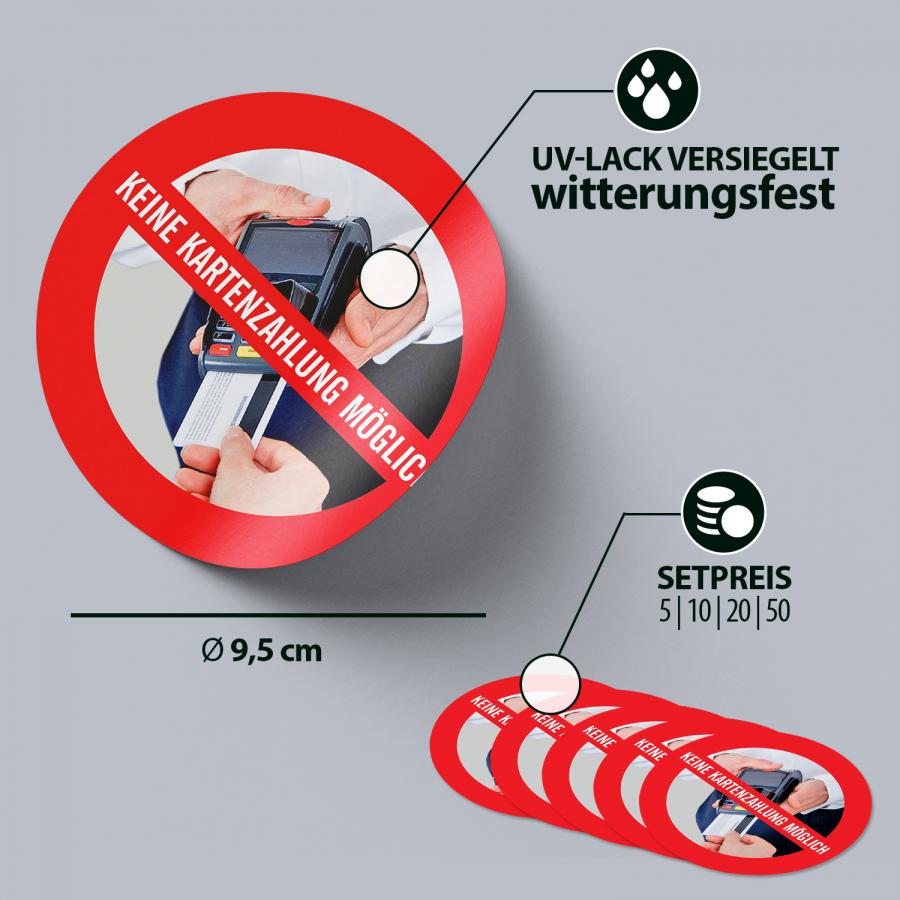 Aufkleber Sticker: Nur Barzahlung | Keine Kartenzahlung möglich - Artikeldetails