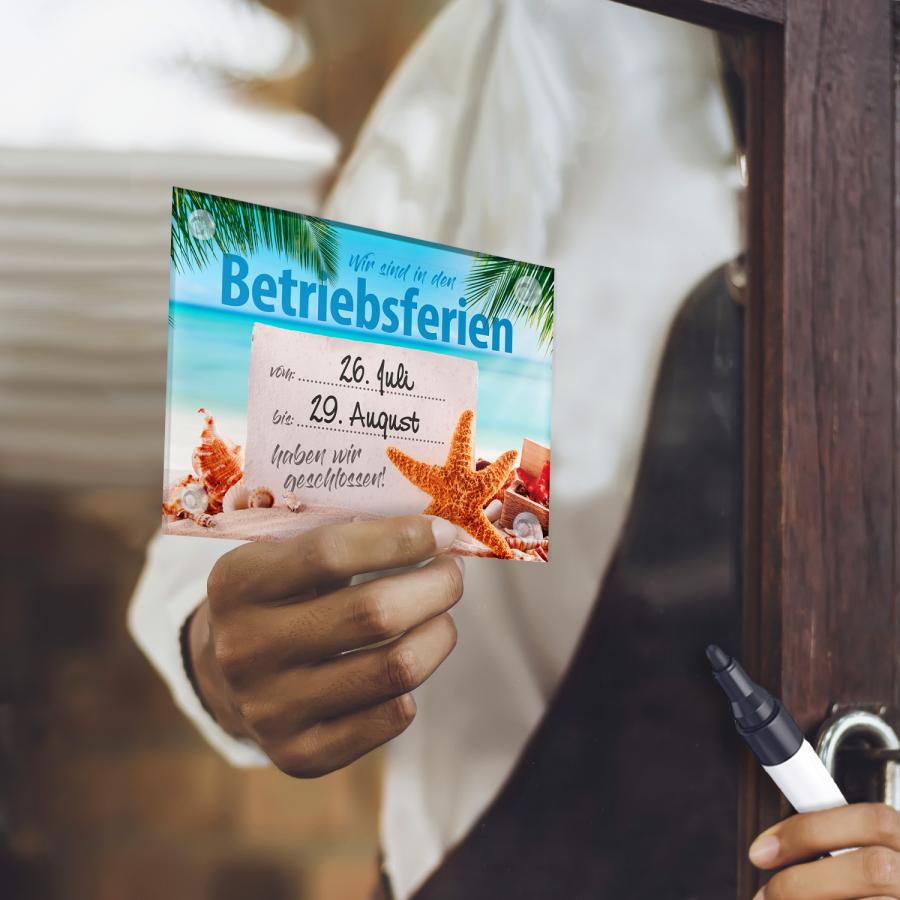 Schild Betriebsferien- Aushang, beschreibbar & wiederverwendbar