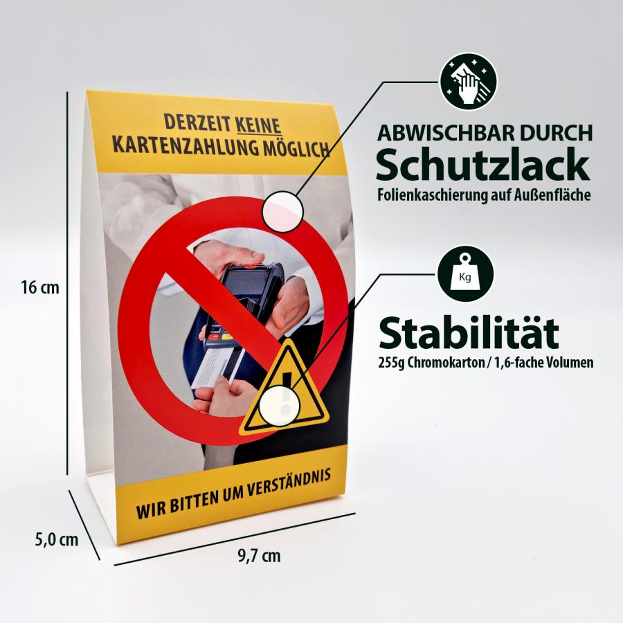 Schild: Derzeit keine Kartenzahlung, Details
