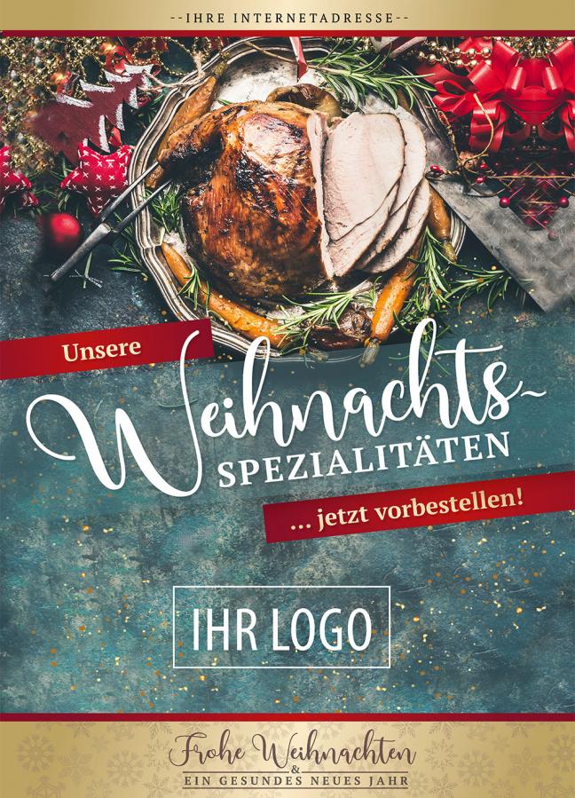 Werbeplakat: Truthahn zu Weihnachten