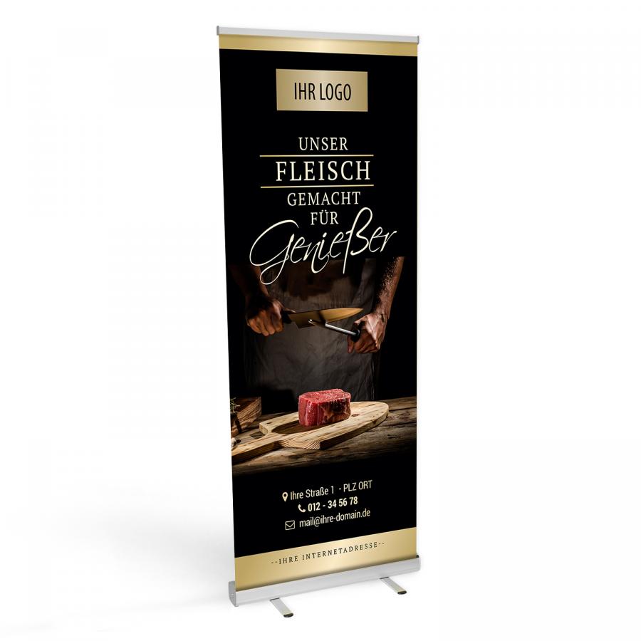 Roll-up Banner f&uuml;r Fleischer und Metzger mit Logo bedrucken