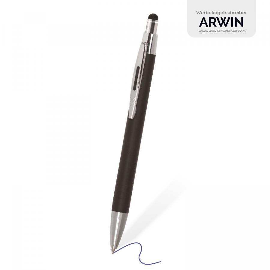 Touchpen-Kugelschreiber in klassischem Schwarz - zeitlose Eleganz für jede Gelegenheit.